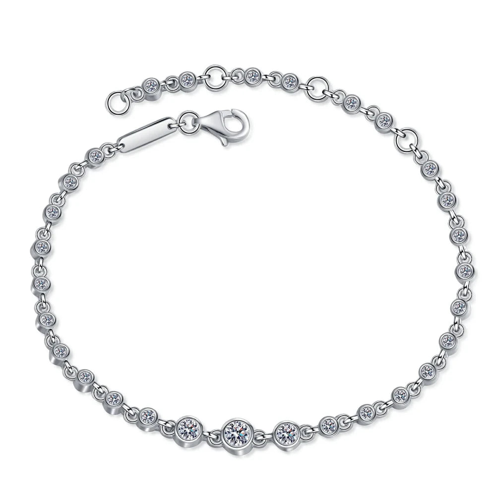 Moissanite Tennis Bracelets for Women Round Lab Diamond GRA 925 Sterling Silver 18k D VVS1