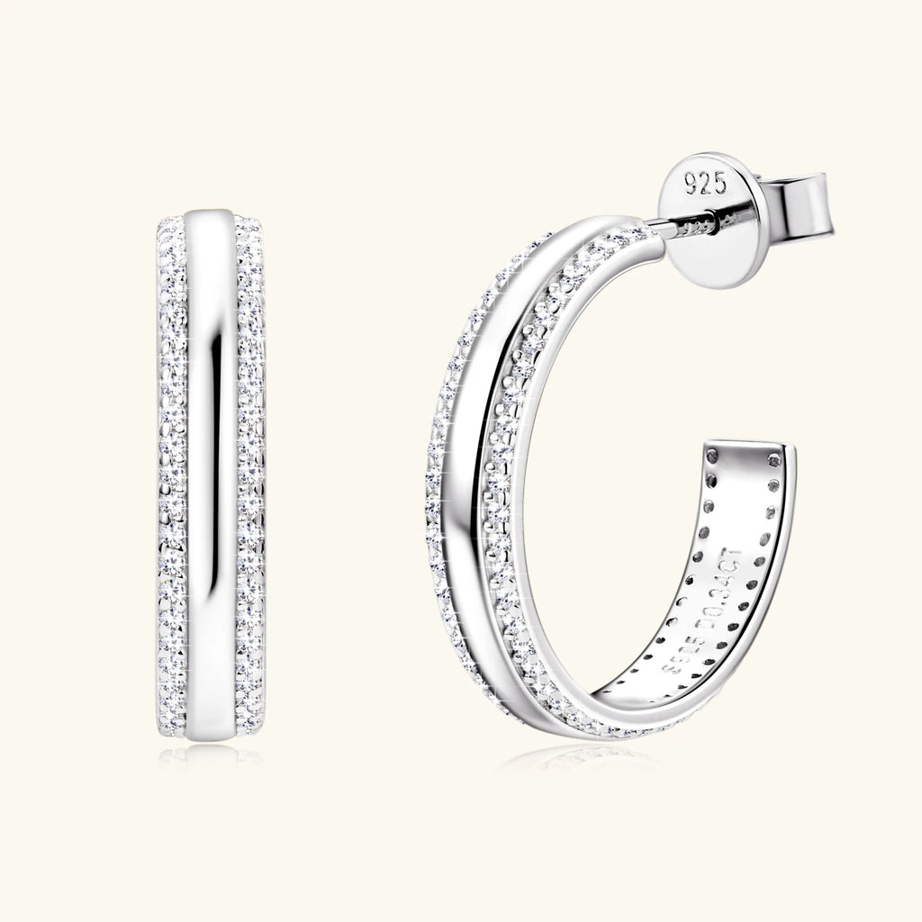 Luxury Moissanite Earrings Open C Shape Diamond Huggie Earrings 18K Gold Plated 925 Sterling Silver Hoop Earring for Women Gifts