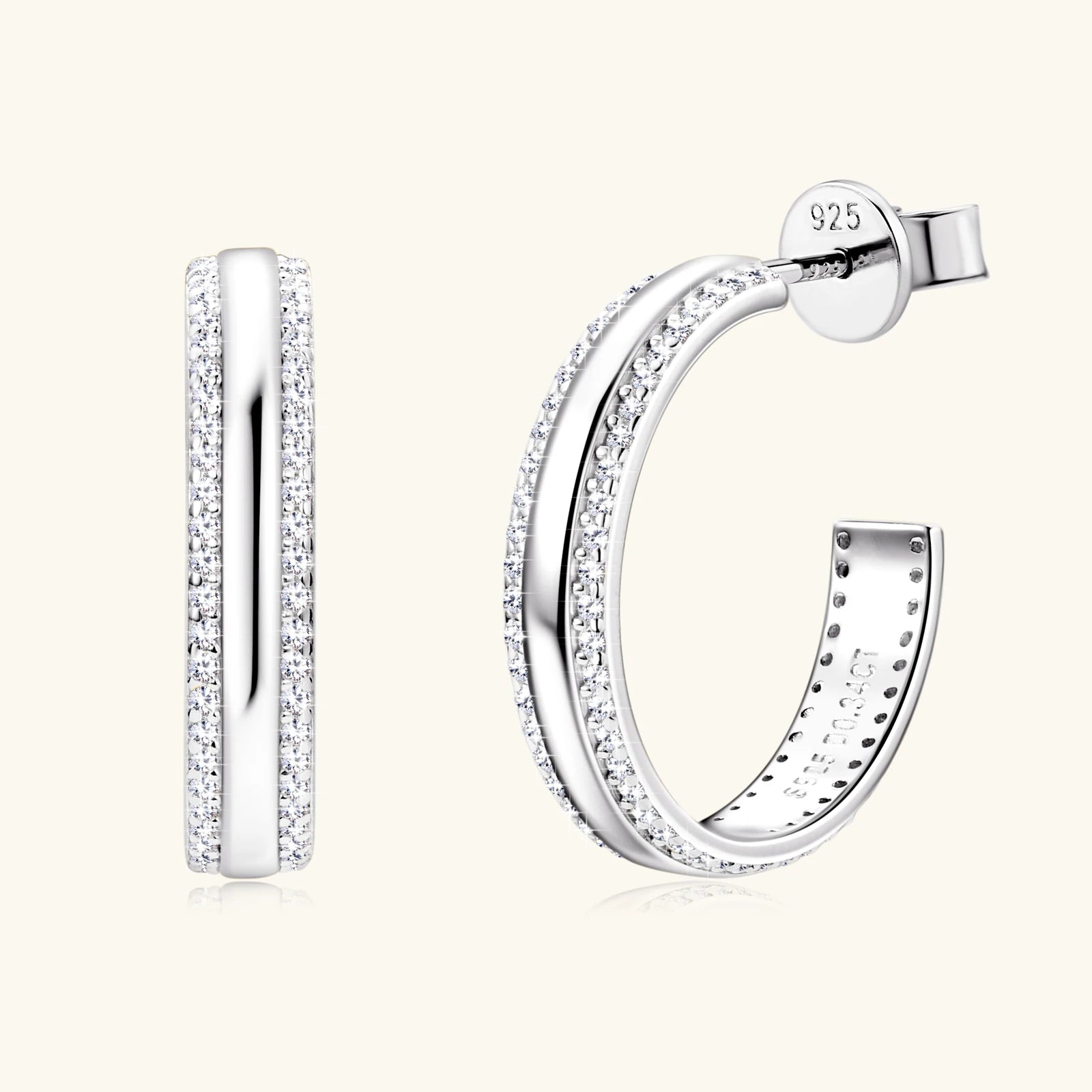 Luxury Moissanite Earrings Open C Shape Diamond Huggie Earrings 18K Gold Plated 925 Sterling Silver Hoop Earring for Women Gifts