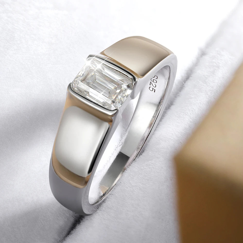 D Color 4*6mm Emerald Cut Moissanite Diamond Rings Women Man Wedding Bridal S925 Sterling Silver Rings Anniversary Gift