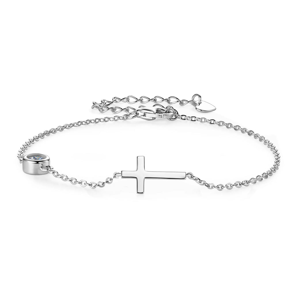 Moissanite Bracelets With Certificate 925 Sterling Silver 4MM Adjustable Chain Cross Bracelet for Women Plated 18k Jewelry Gift