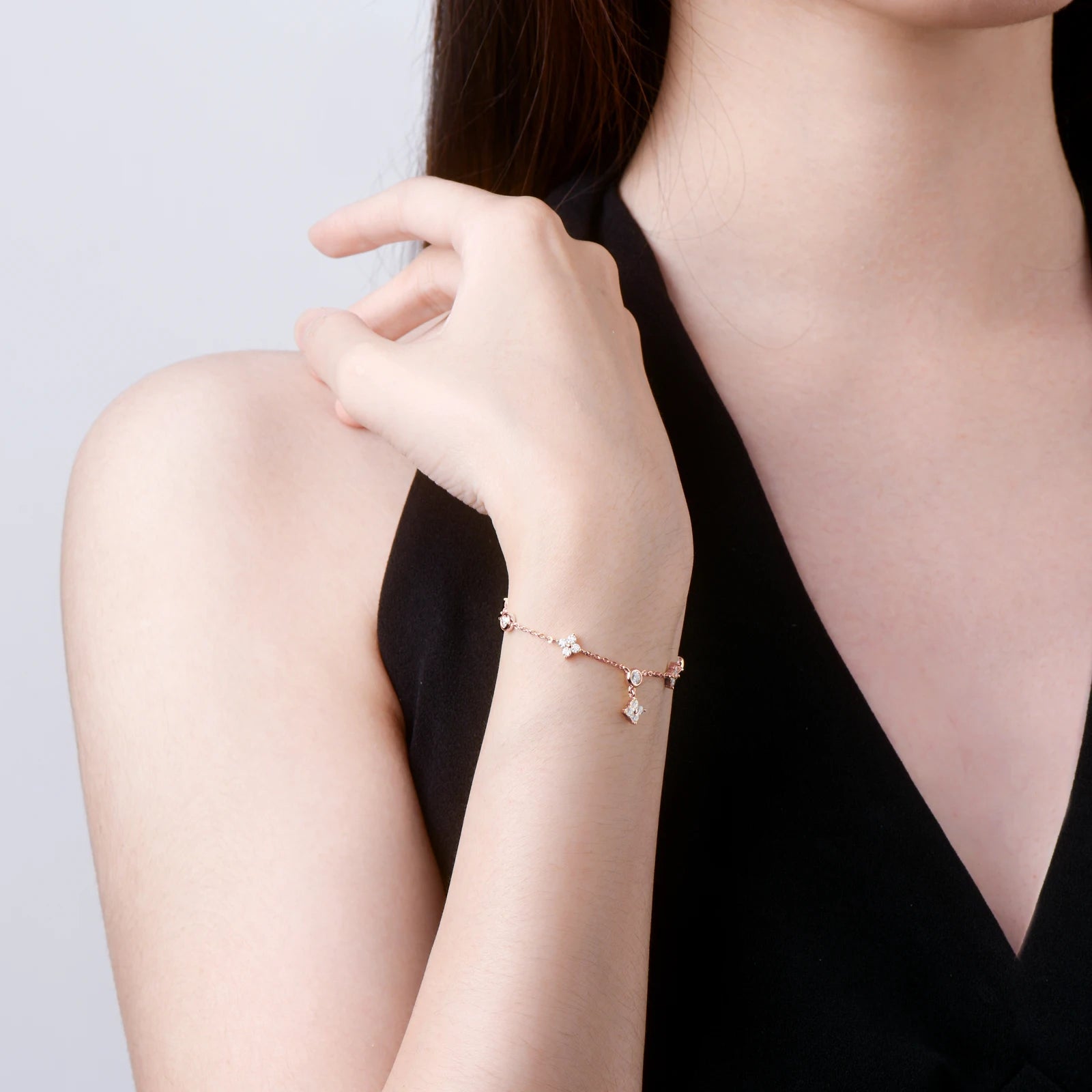 Moissanite Bracelets for Women GRA Certified s925 Sterling Sliver Dainty Clover Bracelets Adjustable Chain 3mm D Color