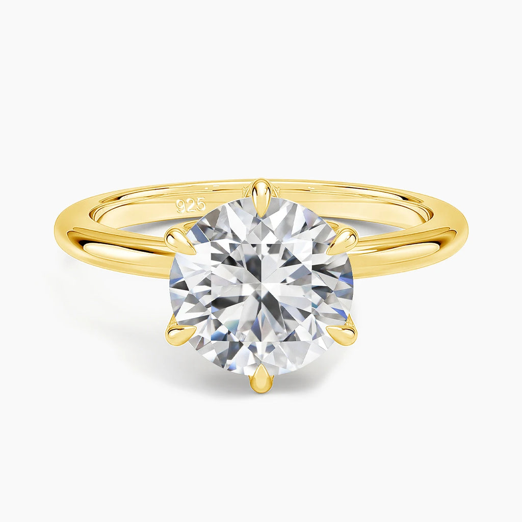 Gold Moissanite Ring Engagement Jewelry Promise Wedding Certified 14k