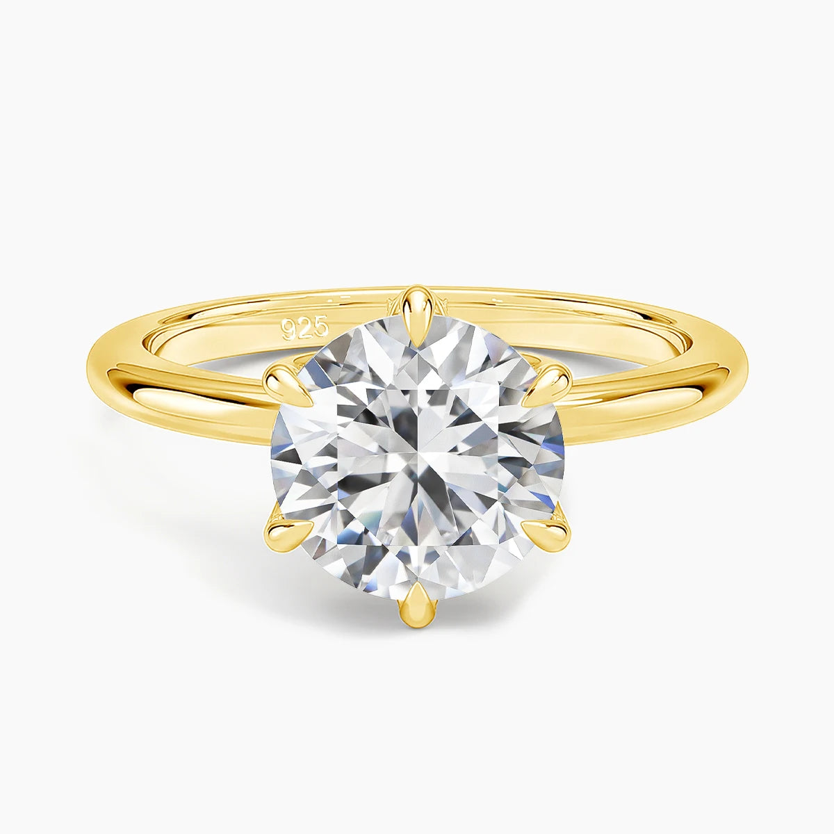 Gold Moissanite Ring Engagement Jewelry Promise Wedding Certified 14k