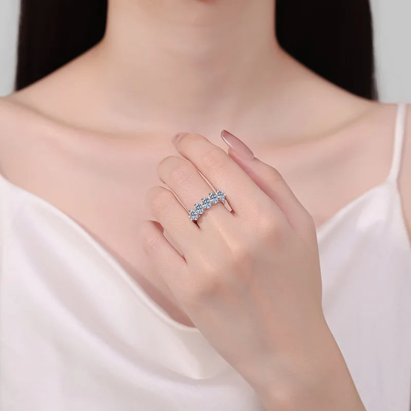 Women Engagement 18K White Gold Wedding Band 2.5CT Moissanite Diamond Girl Friend Christmas PT950 Platinum Birthday Gift Rings