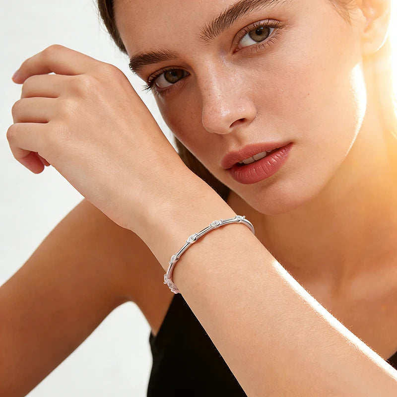 5-Stone Marquise Moissanite Bangle | D VVS1 S925 Silver