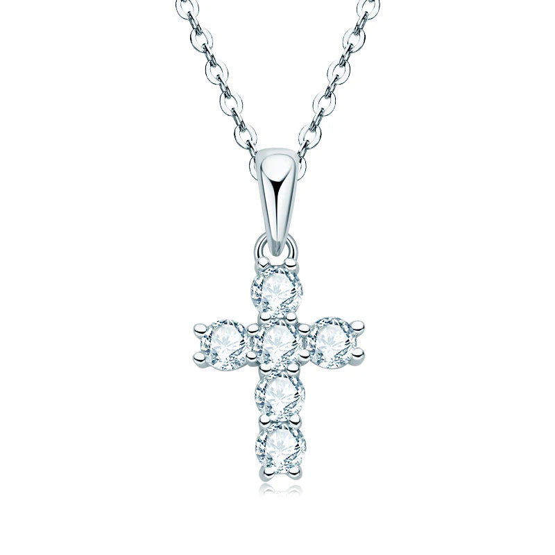 Moissanite Cross Pendant Necklaces