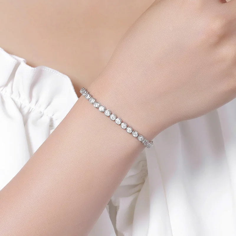 Certified Moissanite Tennis Bracelet 2mm 3mm for Women Man Full Diamond Luxury Quality Fine Jewelry S925 Sterling Silver