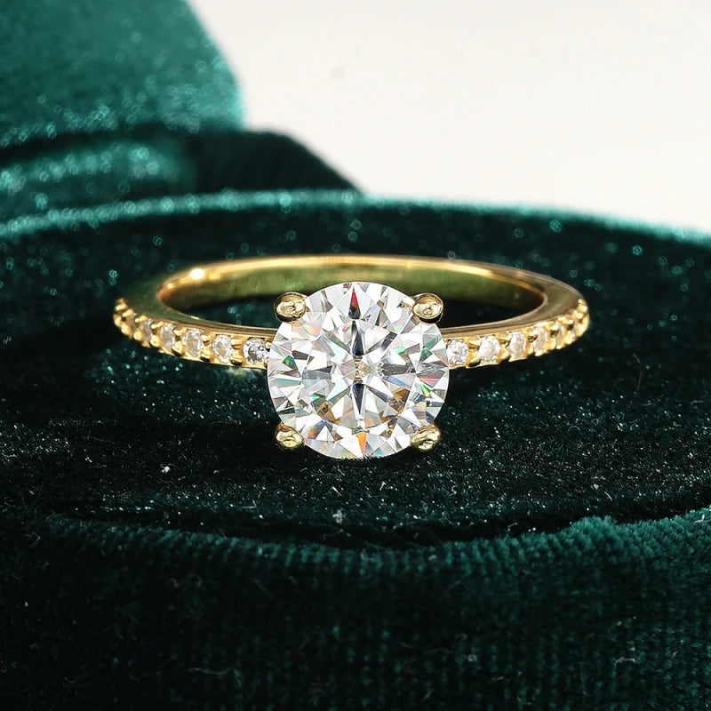 Wedding Band 18K Gold Women Engagement Rings 1/2CT Around Moissanite Diamond Girl Friend Birthday Lover Christmas Gift Daughter