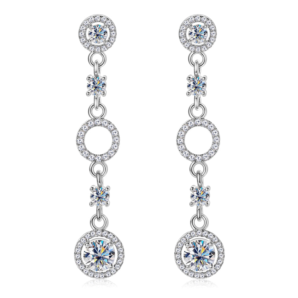 Full Moissanite Dangle Earrings Gold-Plated 925 Sterling Silver Long Tassel Design Drop Earrings for Women Wedding Party Jewelry