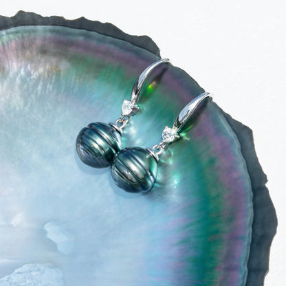 9-11mm Natural Tahitian Black Pearl Earrings