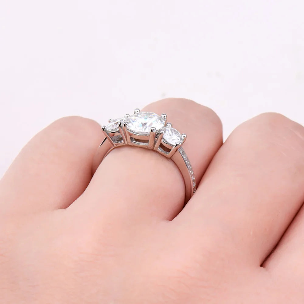 3.17ct D Color All Moissanite Rings For Women Wedding Bridal 100% S925 Sterling Silver Plated 18K