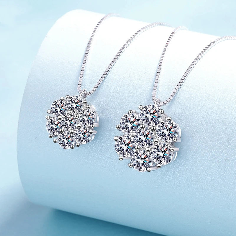 Women Wedding 18K White Gold Engagement Necklaces 0.7/2.1CT Moissanite Diamond Birthday Gift PT950 Girl Friend Valentine's Day