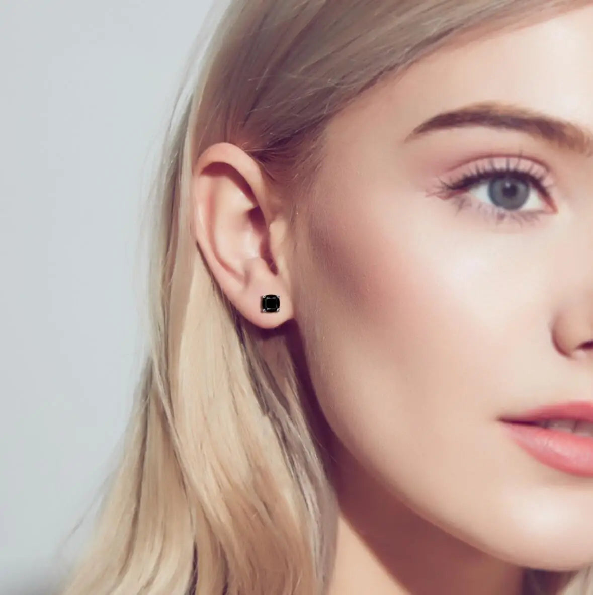 Princess Cut Black Moissanite Earring Certified Original 925 Silver 1 Carat Cushion Cut Diamond Stud Earrings for Men Women Gift