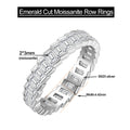 Moissanite Row Rings for Women Gift 100% S925 Sterling Silver 4.3ct tw Emerald Cut D Color