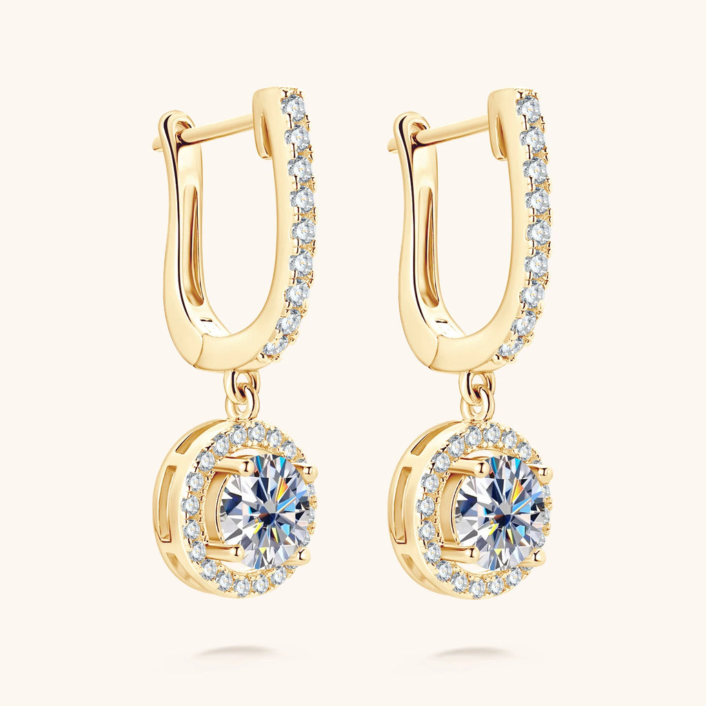 Moissanite Earrings for Women 100% 925 Sterling Silver Plated 1 Carat D Color 14k Gold Wedding  Jewelry with GRA Certified