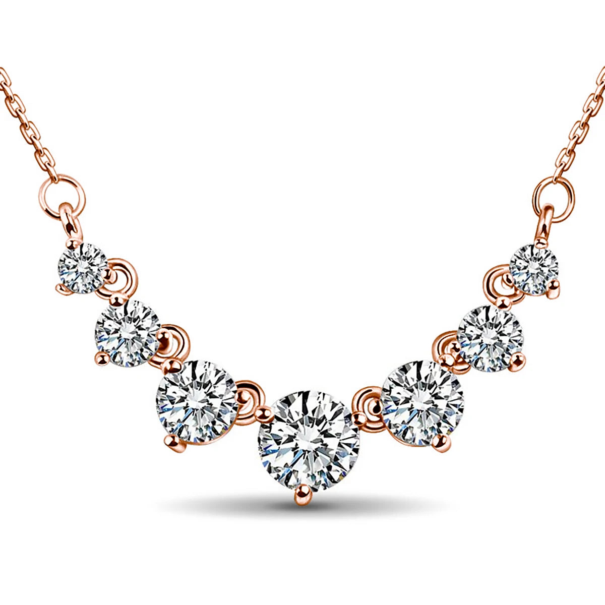 Moissanite Necklace For Women Solid 925 Sterling Silver 2.8ct 7 Stone