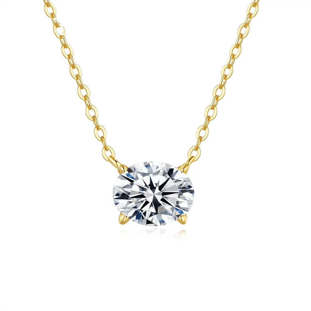 Oval Egg-shaped Pendant for Women 14K Gold 2ct Diamond Moissanite Necklace Wedding Fine Jewelry Gift
