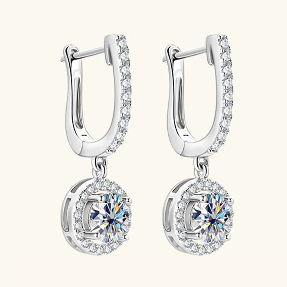 Drop Earrings for Women 925 Sterling Sliver Plated 1CT D Color Moissanite White Gold Rose Gold Earring Bride Wedding Jewelry