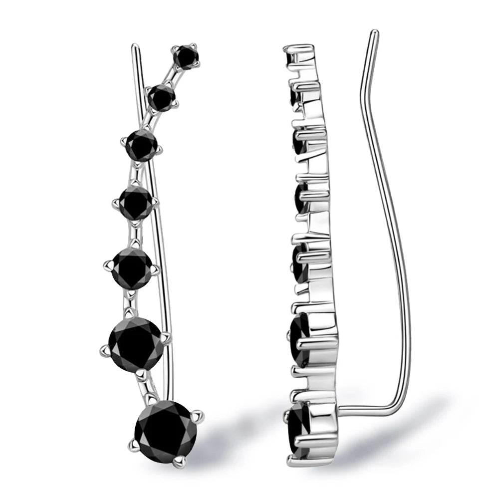 Moissanite Earrings 925 Silver Original Certified 7 Stone Ear Cuffs Full Row Diamond Earring For Women Jewelry