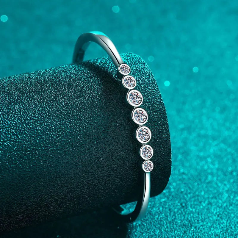 Moissanite Bangles for Women Solid 925 Silver 16-17cm Wrist 2.5ct