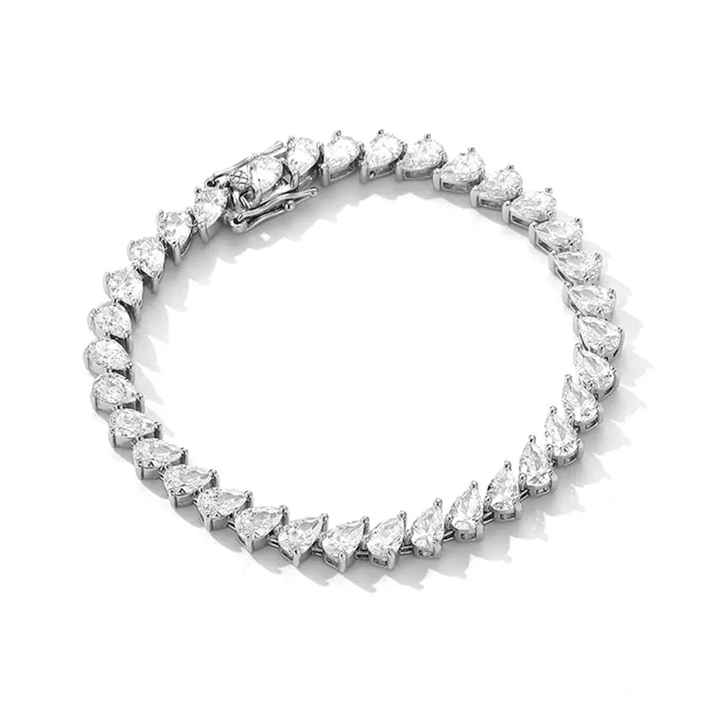 Tennis Bracelet 4x6mm Pear Moissanite s925 Sterling Silver Plated 18k White Gold with GRA Fine Bracelet for Women Man