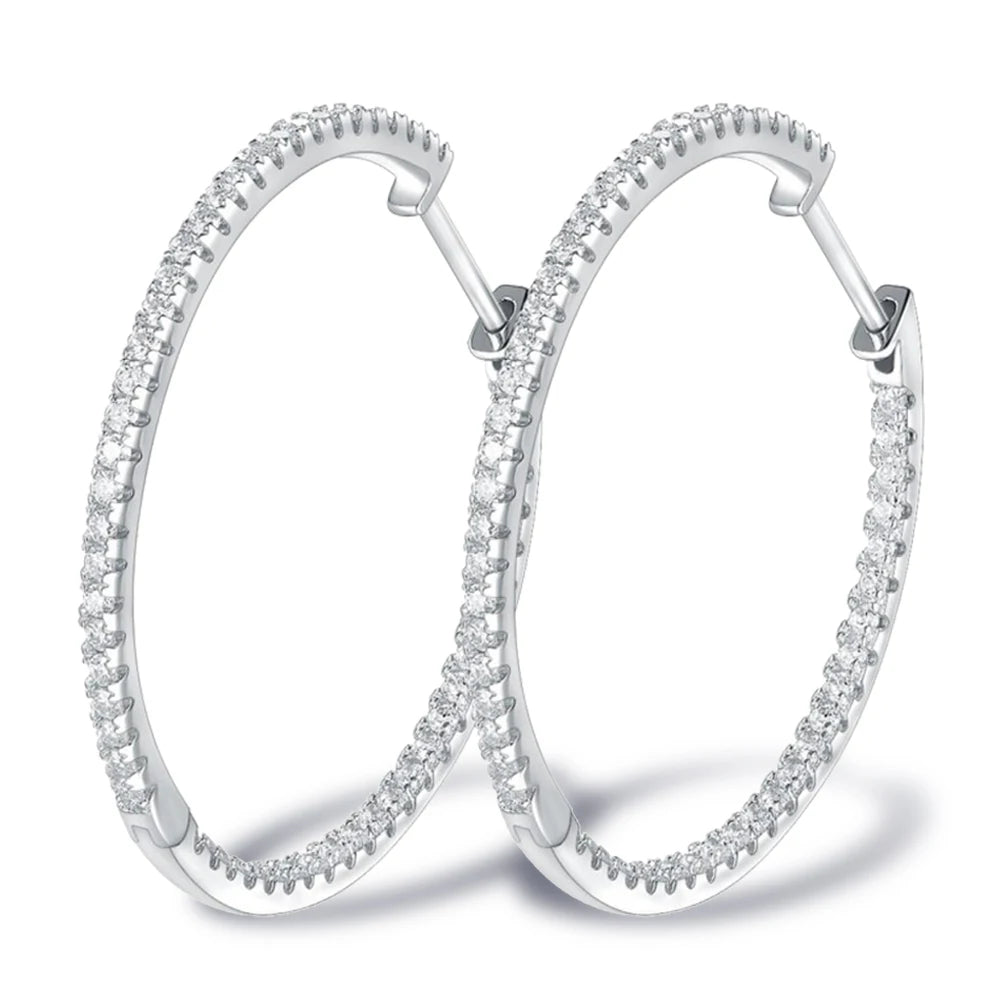 Hoop Earrings for Women Original 925 Sliver VVS1 Diamond Ear Studs Trendy All Moissanite