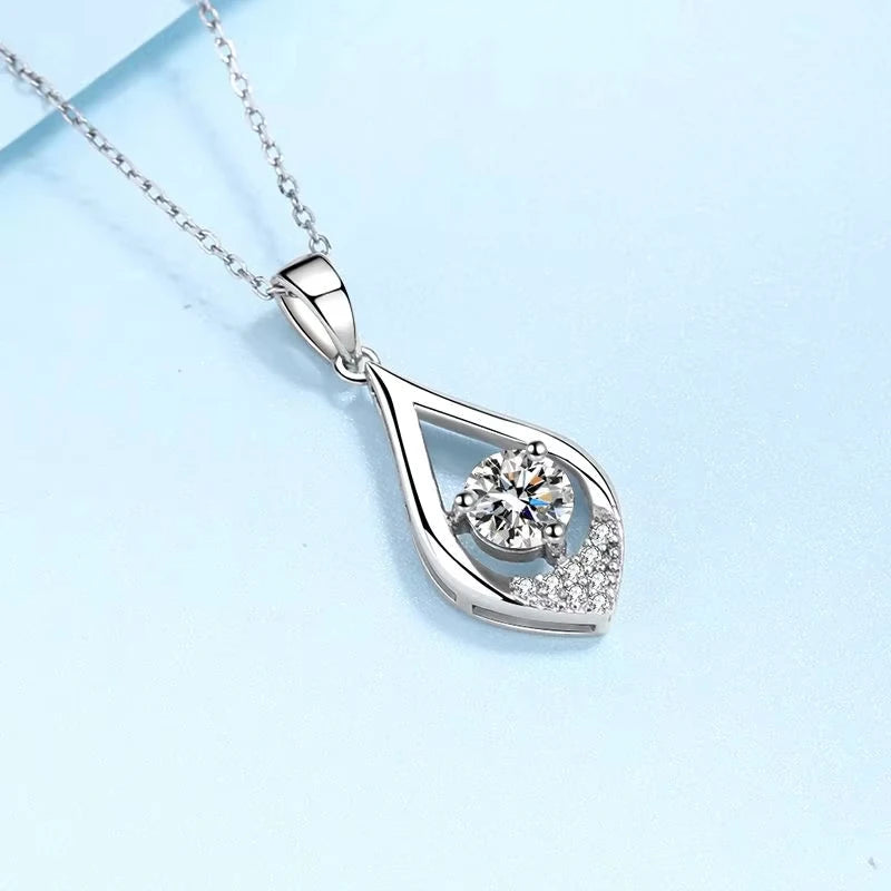 Lover Valentine's Day White Gold 18K Necklaces Women Wedding Moissanite Diamond 0.5CT Water Drop Pendant Girl Birthday Gift
