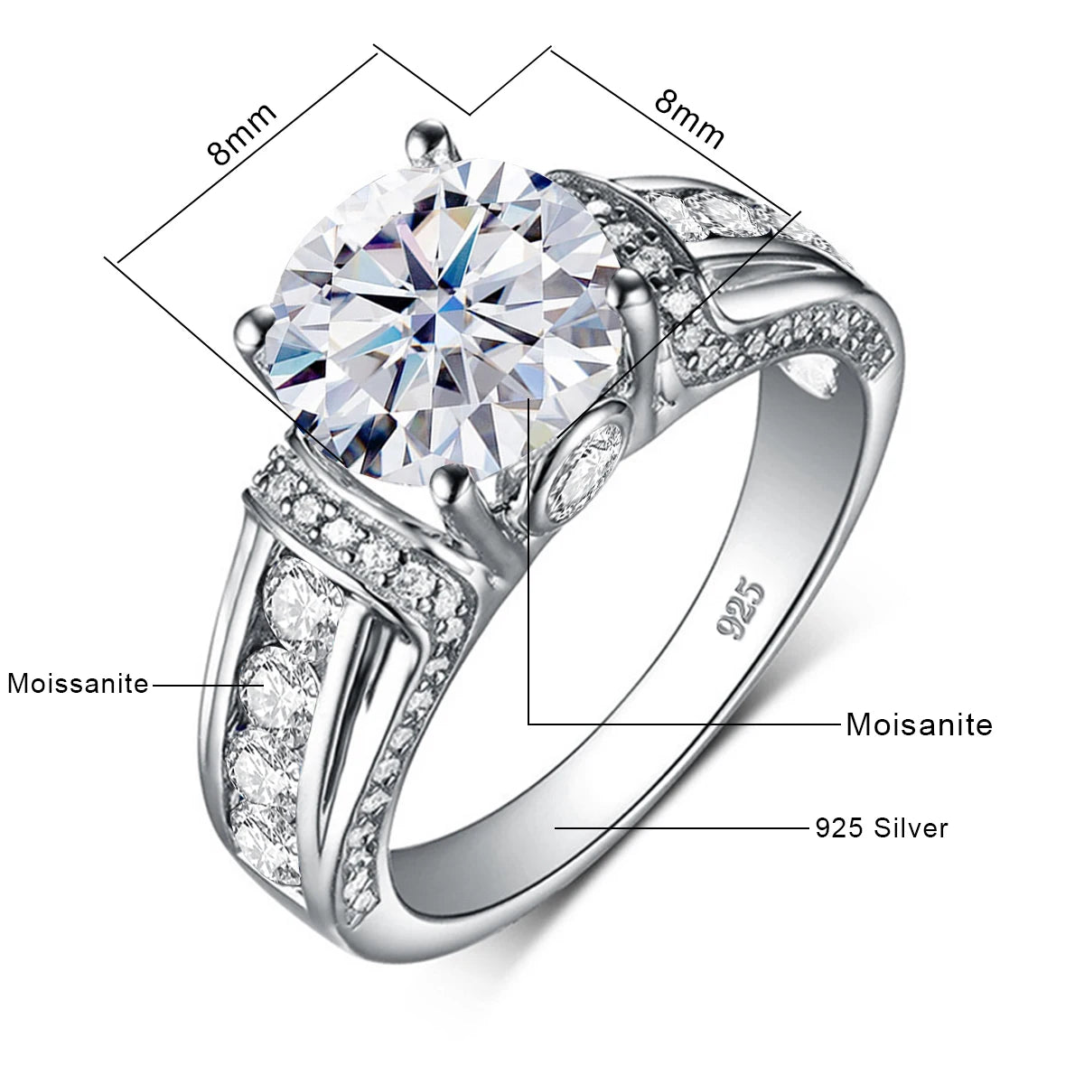 Round Cut Moissanite Rose gold Ring For Women 2ct