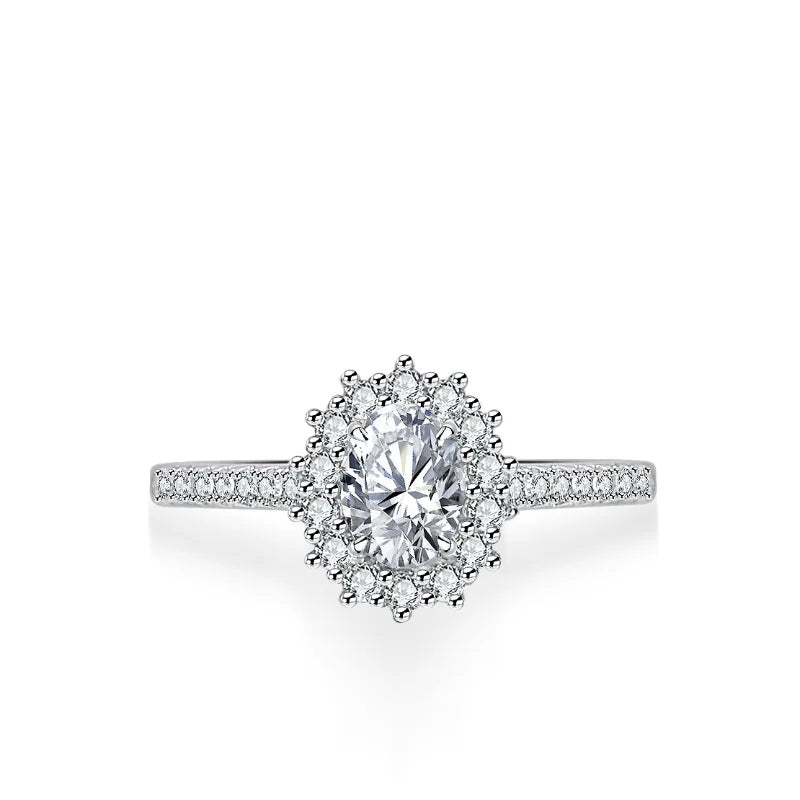 Moissanite Engagement Rings Oval 1 Carat For Women S925 Sterling Silver Wedding Bands