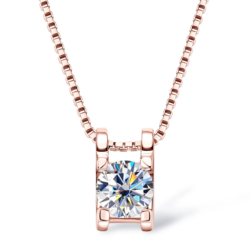 925 Silver 5mm Moissanite Diamond Necklace for Women Certified Original Rose Gold Plated Bull Head Pendant Necklace Choker Chain