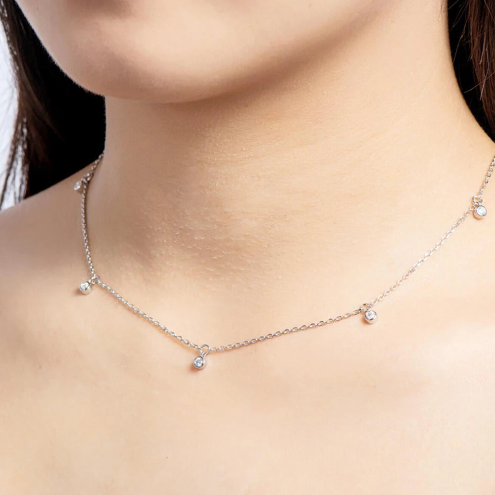 2.5mm 3mm Moissanite Diamond Necklaces Real Silver Chain 925 for Women Jewelry Plated 18K Gold Choker Birthday Gift