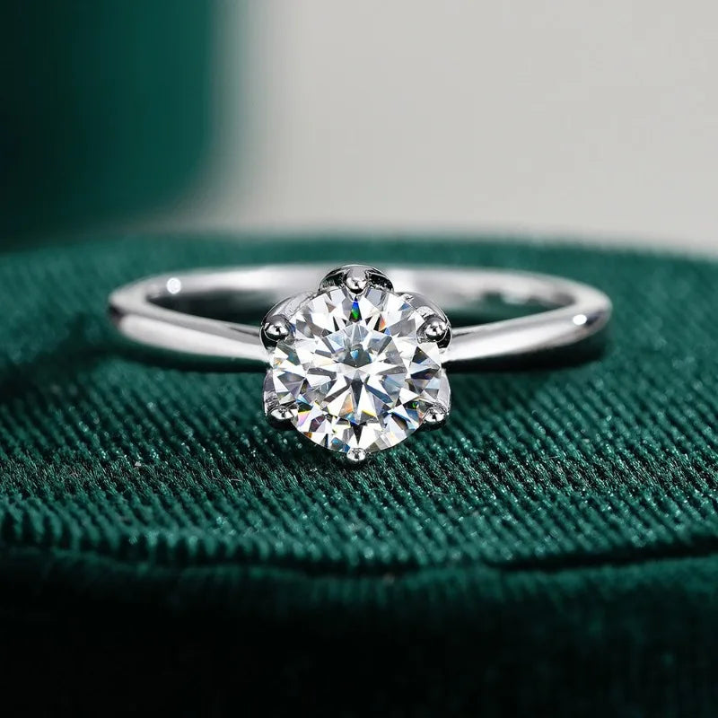 Daughter Birthday Gift 18K White Gold Women Valentine's Day Rings 1CT Moissanite Diamond PT950 Platinum Wedding Band Lover Party