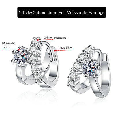 1.1cttw Full Moissanite Hoop Earrings