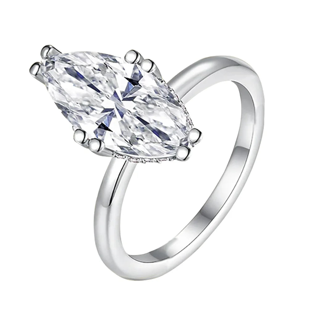 3ct Marquise D Color Moissanite Rings Set for Women Wedding Bridal 100% S925 Sterling Silver Eternity Rings Plated 18K