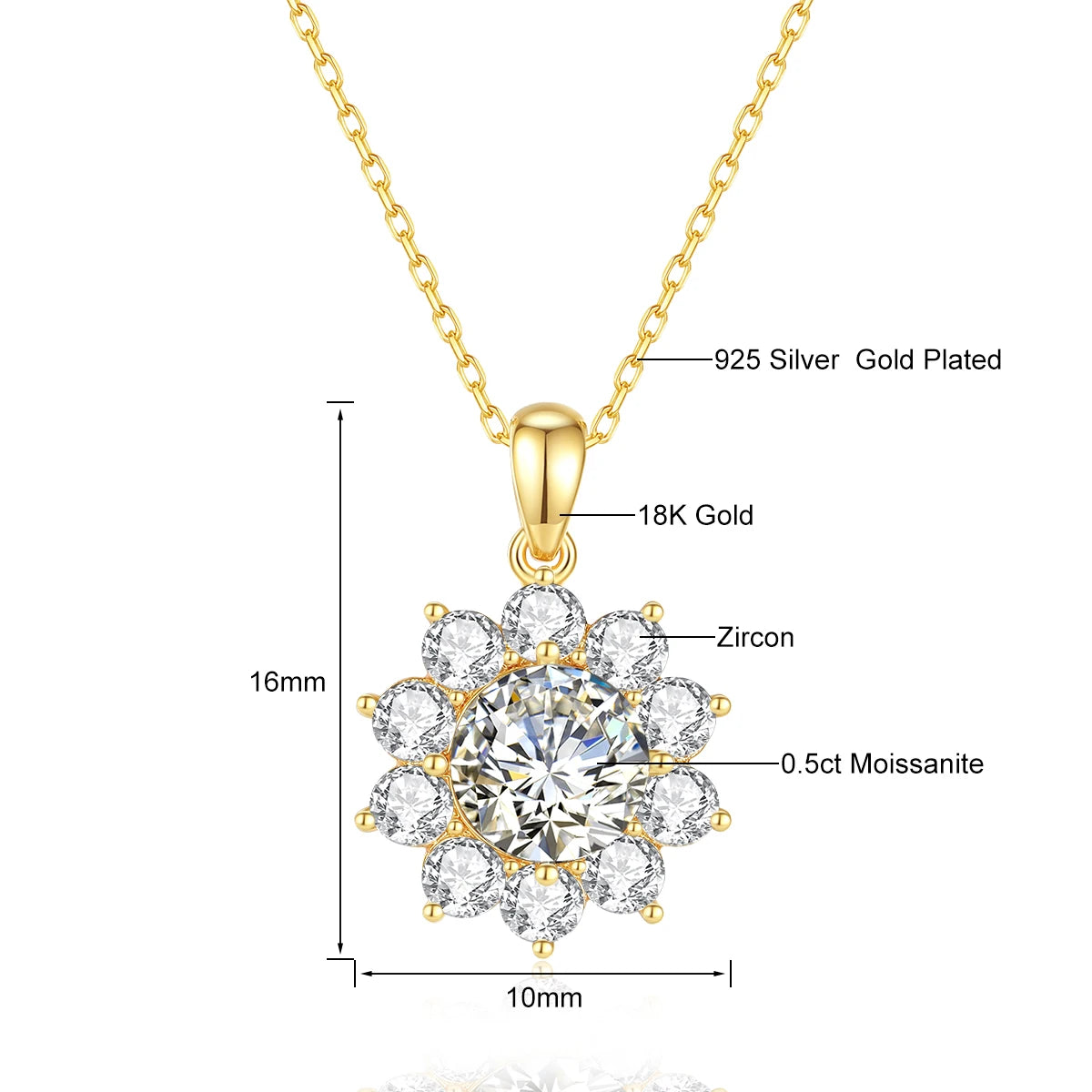 1ct Moissanite Necklace 18k Gold 100% With Certificate