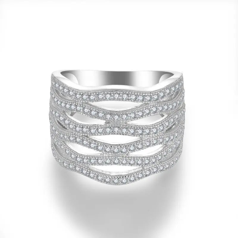 Moissanite Wedding Bands 925 Silver Prong Setting Round Cut D Color Ring Woman Party Gift