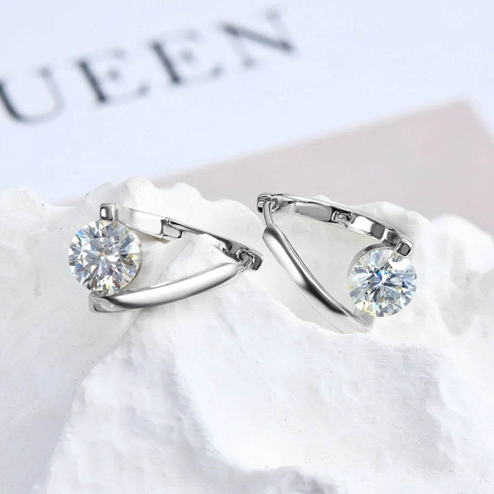 Moissanite Earrings for Women 925 Sterling Sliver Twisted Hoop Earring 1.0ct D Color Wedding Party Fine Jewelry GRA