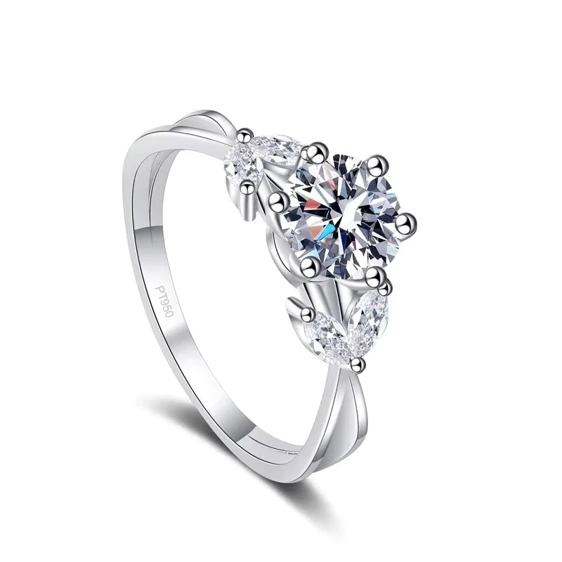 Luxury Women Wedding Band Platinum PT950 Rings Birthday Gift Moissanite Diamond VVS1 D Color 1Carat Girl Engagement Fine Jewelry