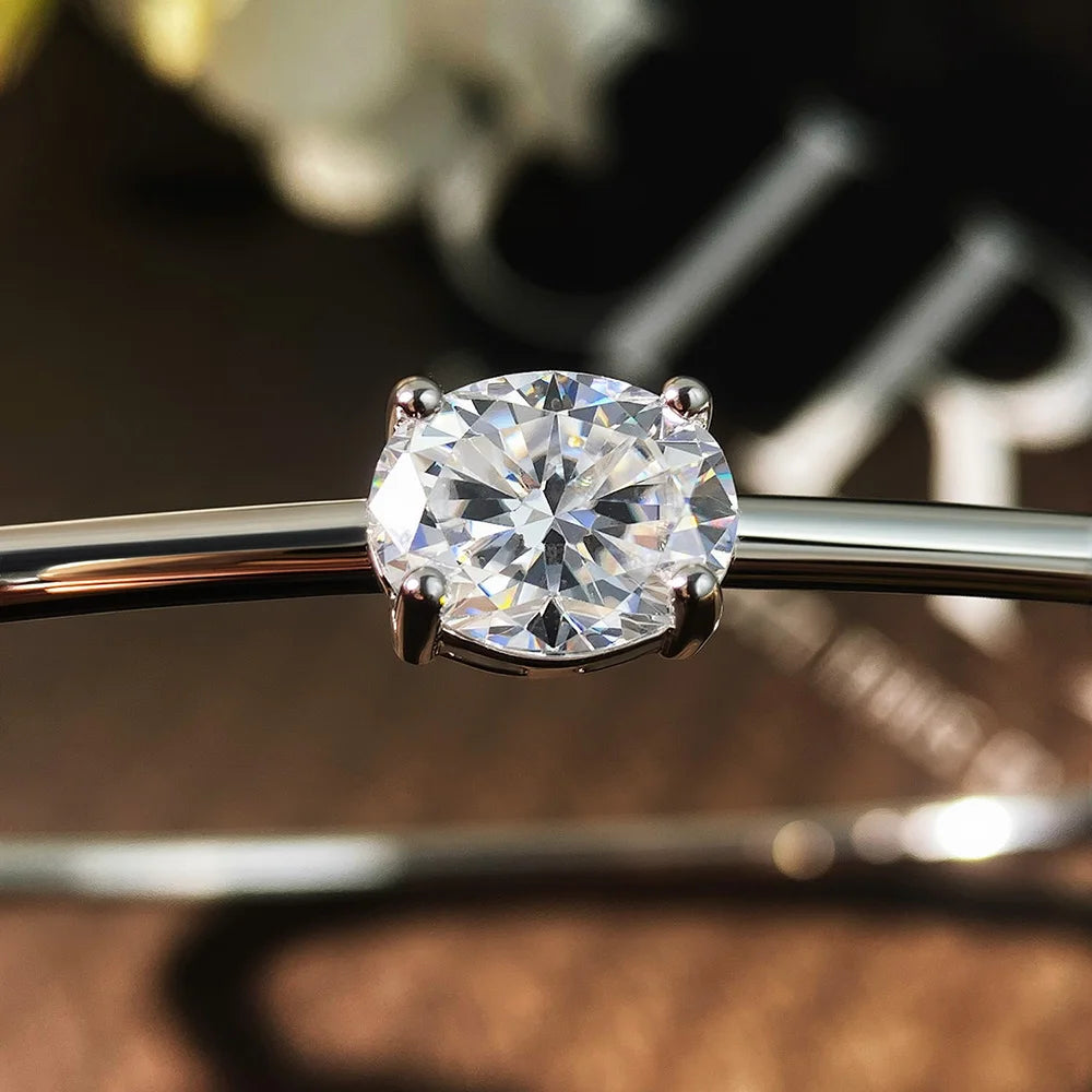 Moissanite Bangles Elegant Women 2ct Oval Cut Diamond Solid s925 Silver GRA Certified Dainty Bracelet Fine Jewelry Gift