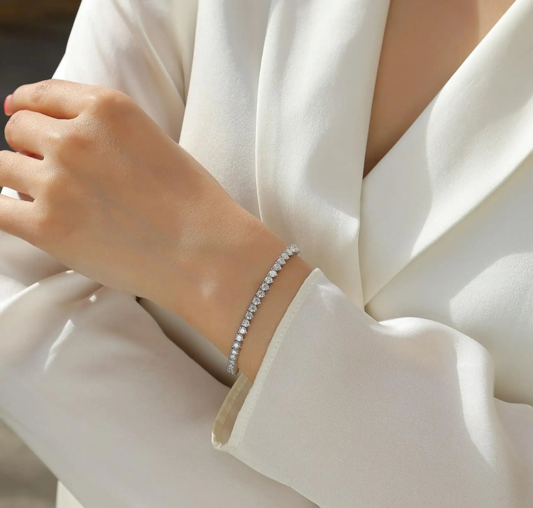 Moissanite Tennis 3mm Bracelet for Women Silver 925 Original Certified Bracelet 18K White Gold Plated Bangle Femme GRA