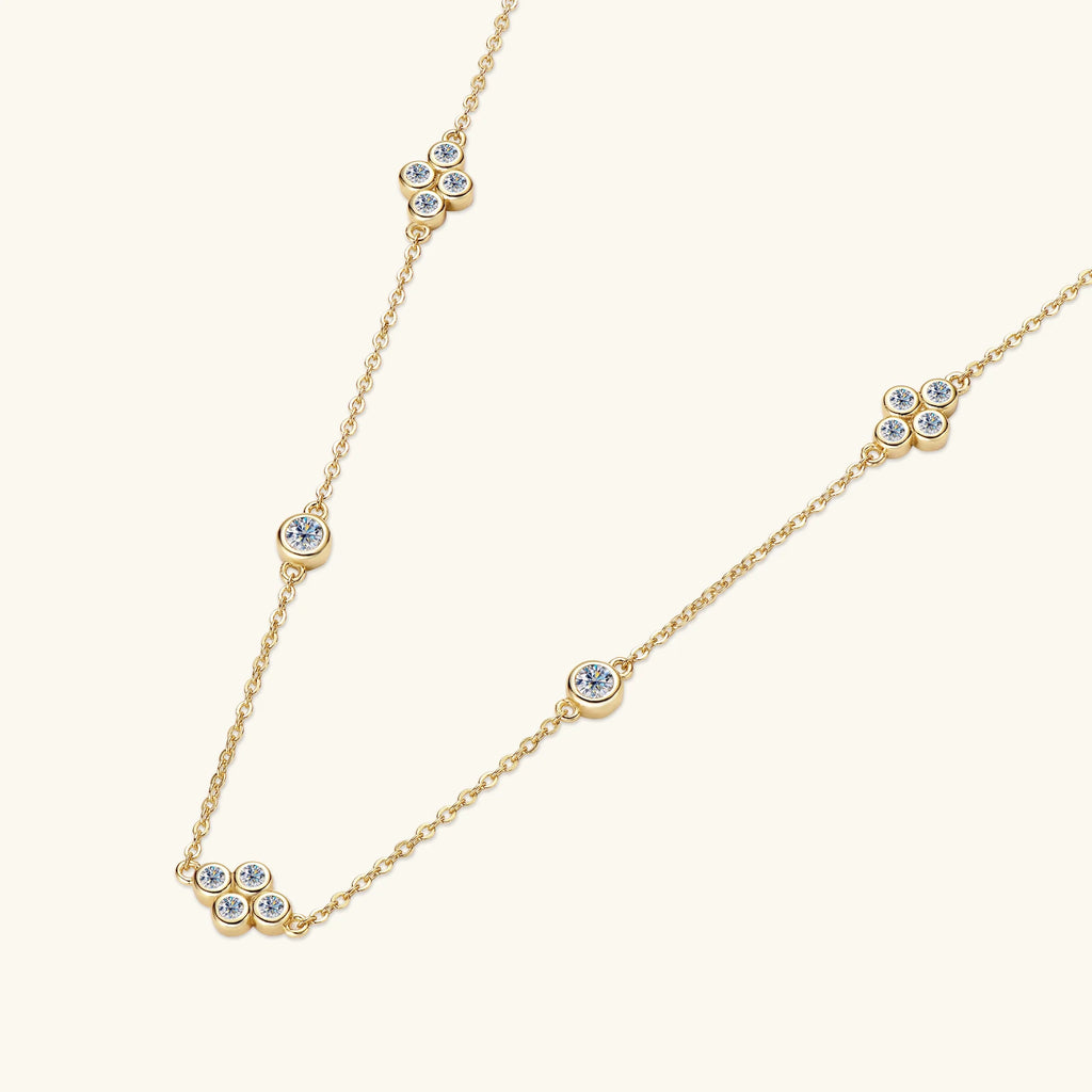 925 Sterling Silver Choker Necklaces 3mm Moissanite Clover Necklace for Women Neck Chain Female Jewelry Gift