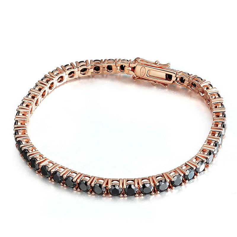 Tennis Bracelet Full Diamond GRA 925 Sterling Silver Plated 18k Hiphop Bracelets for Women Man 3mm 4mm Black Moissanite