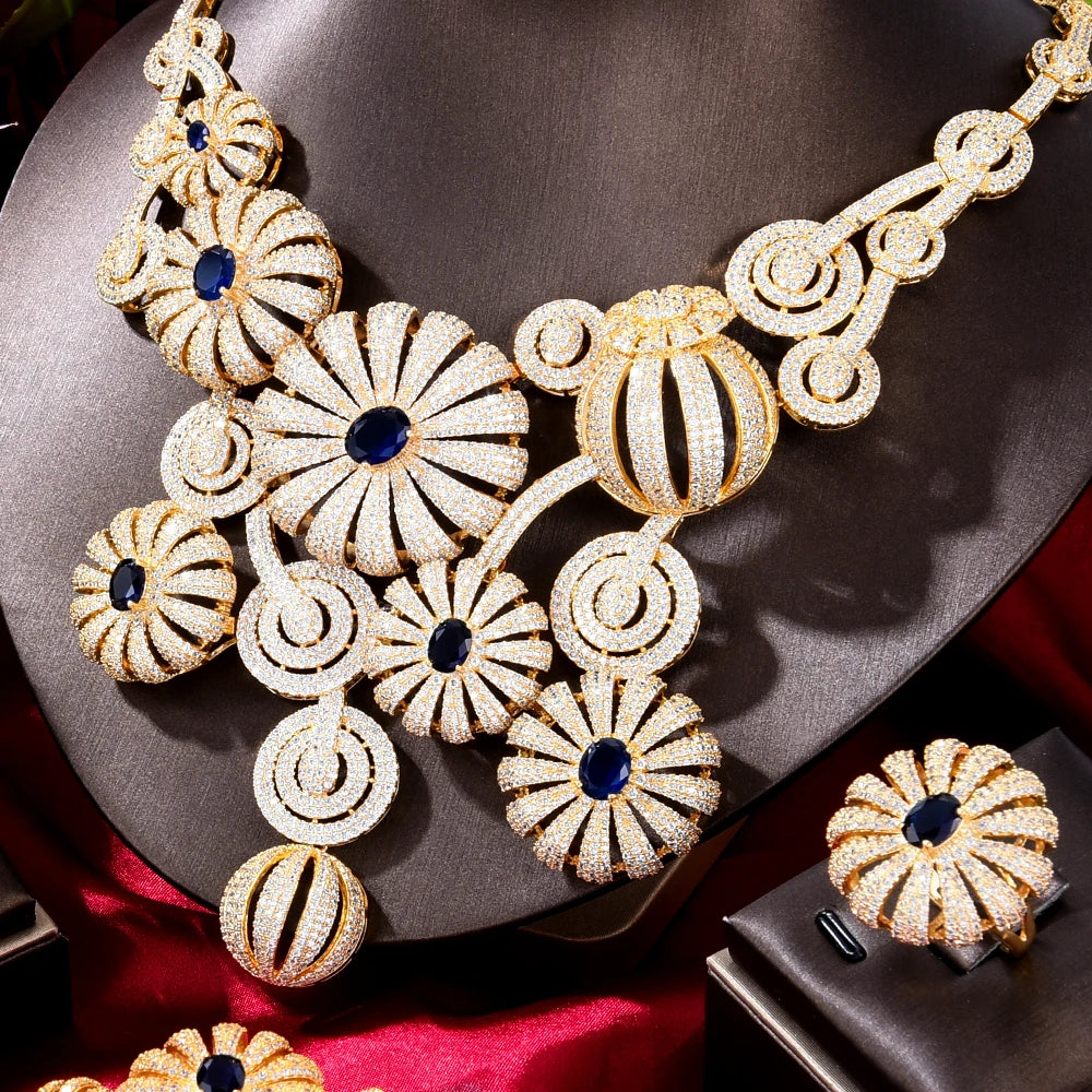 New Luxury Big Charm Flowers 4PCS  Jewelry Set