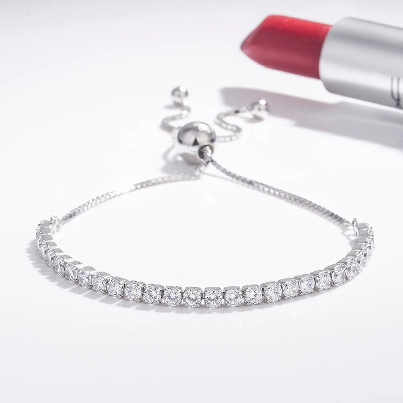 Moissanite Tennis Bracelet 3mm for Women 925 Sterling Silver with Gold Plated Fine Jewelry Lab Diamond Chains Bracelets