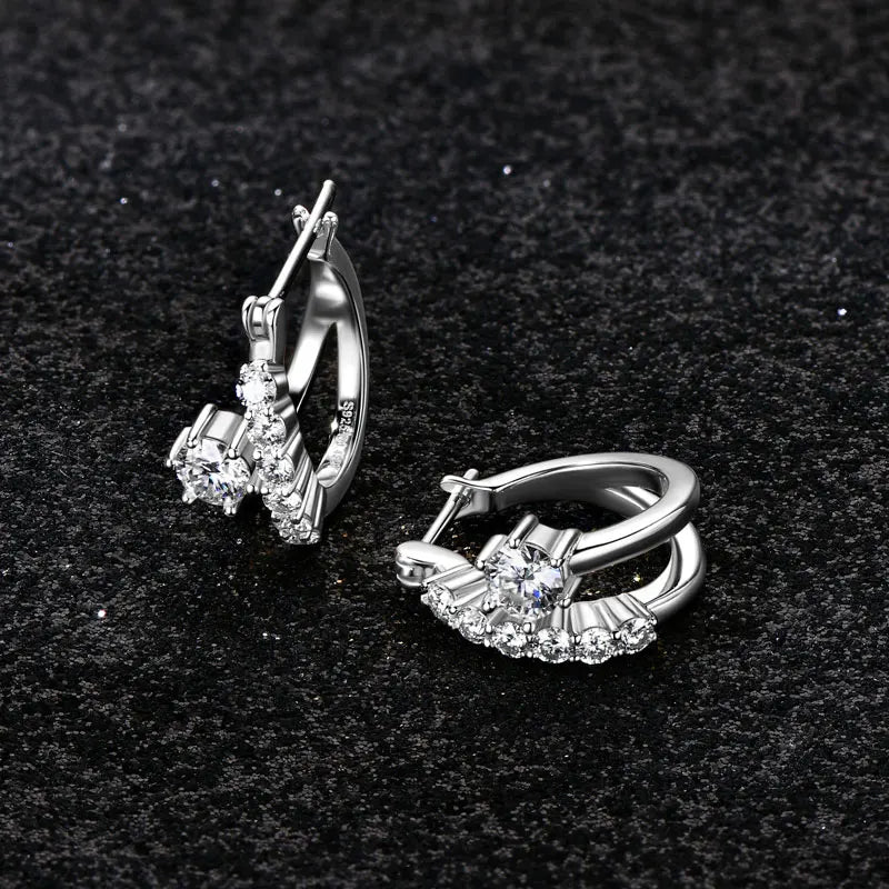 Moissanite Earring Original 925 Sterling Silver Hoop Earrings