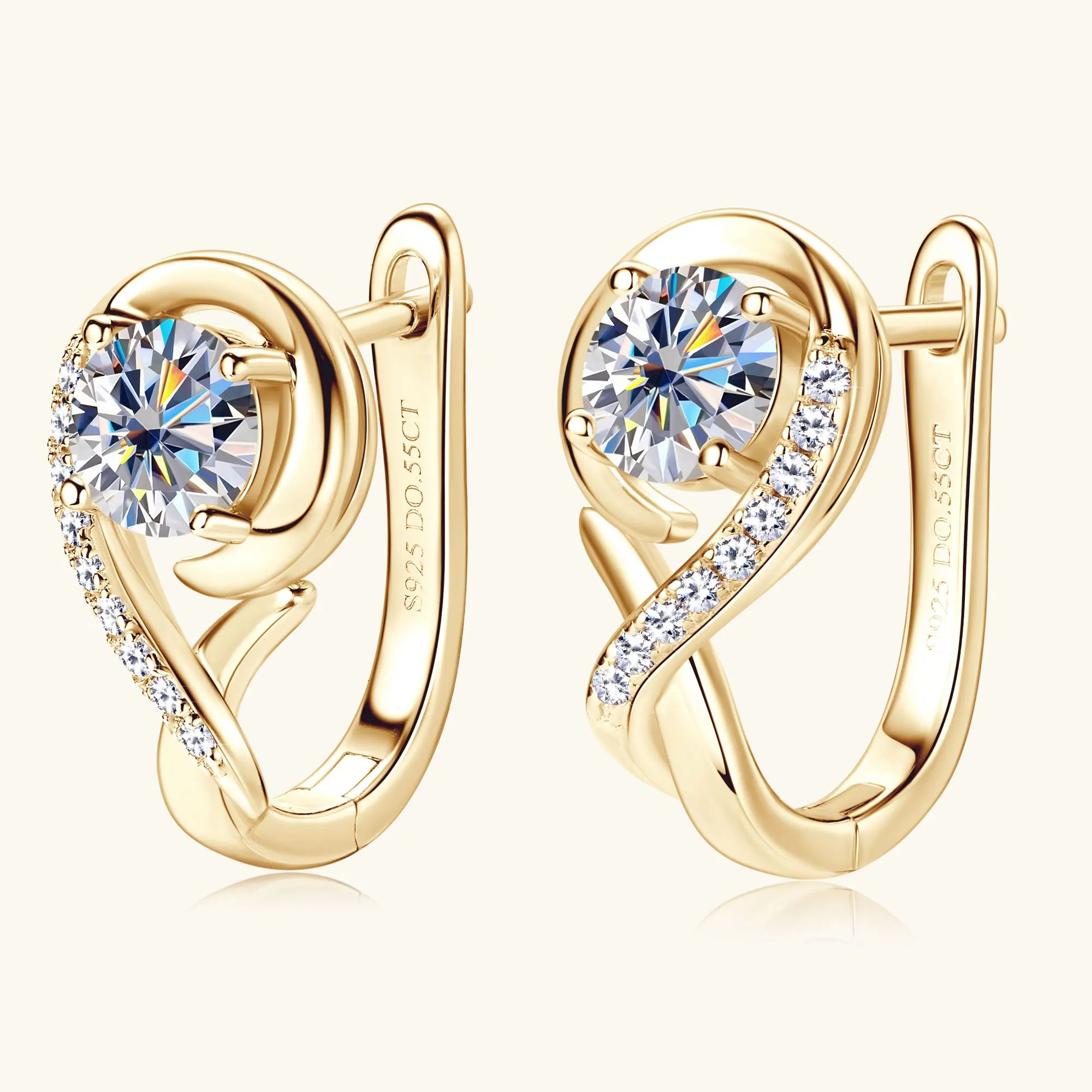 Original 925 Sterling Silver Moissanite Hoop Earrings 5mm D VVS1 Round Cut Plated 18k Gold Diamond Wedding Earring