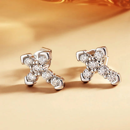 Full Moissanite Cross Earring