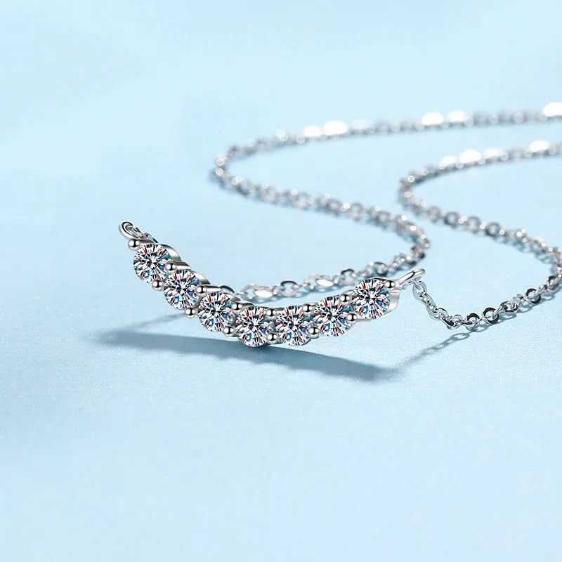 Valentine's Day Girl 18K White Gold Smile Necklaces Women Wedding 1.4CT Moissanite Diamond PT950 Platinum Birthday Gift Jewelry