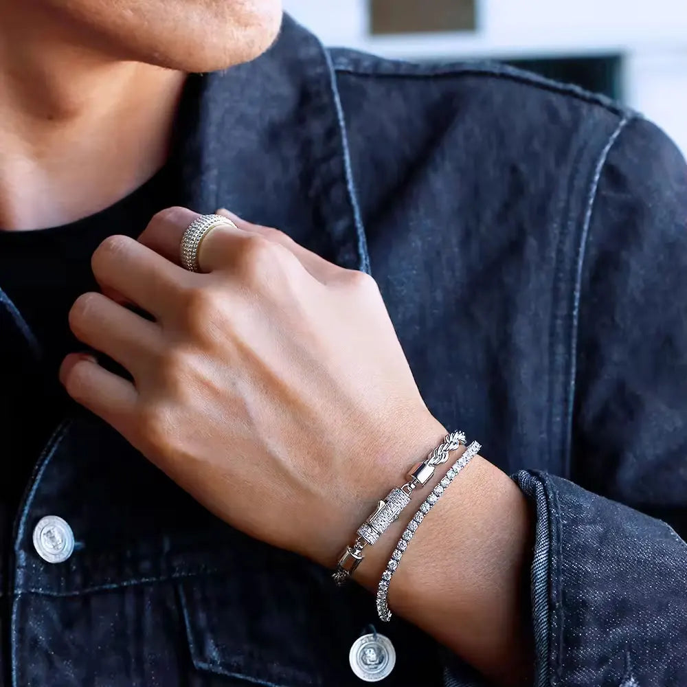 Moissanite Rope Bracelet 4mm Solid 925 Sterling Silver D VVS1